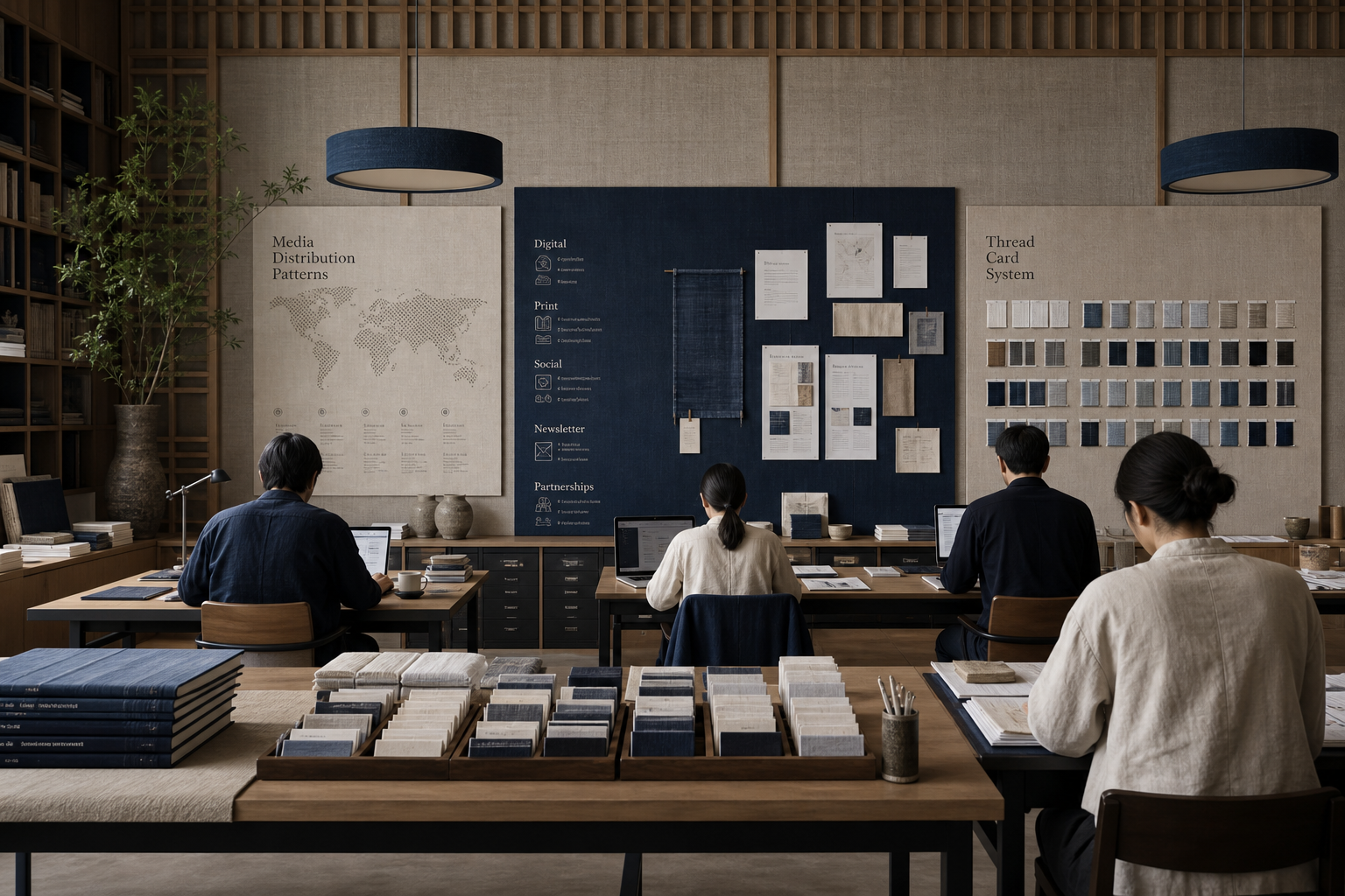 GRIDANTA team working at pattern house studio workstations